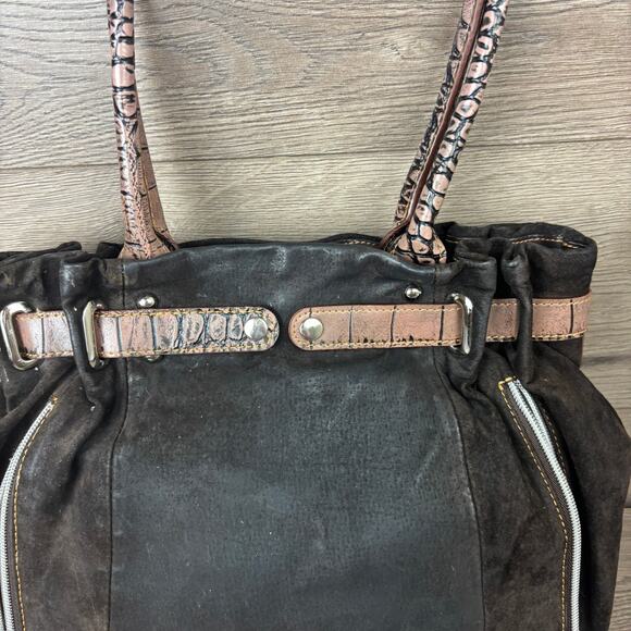 Gun Tote’s N Mamas Womens Concealed Carry Brown Leather Suede Purse Shoulder Bag - Picture 8 of 16